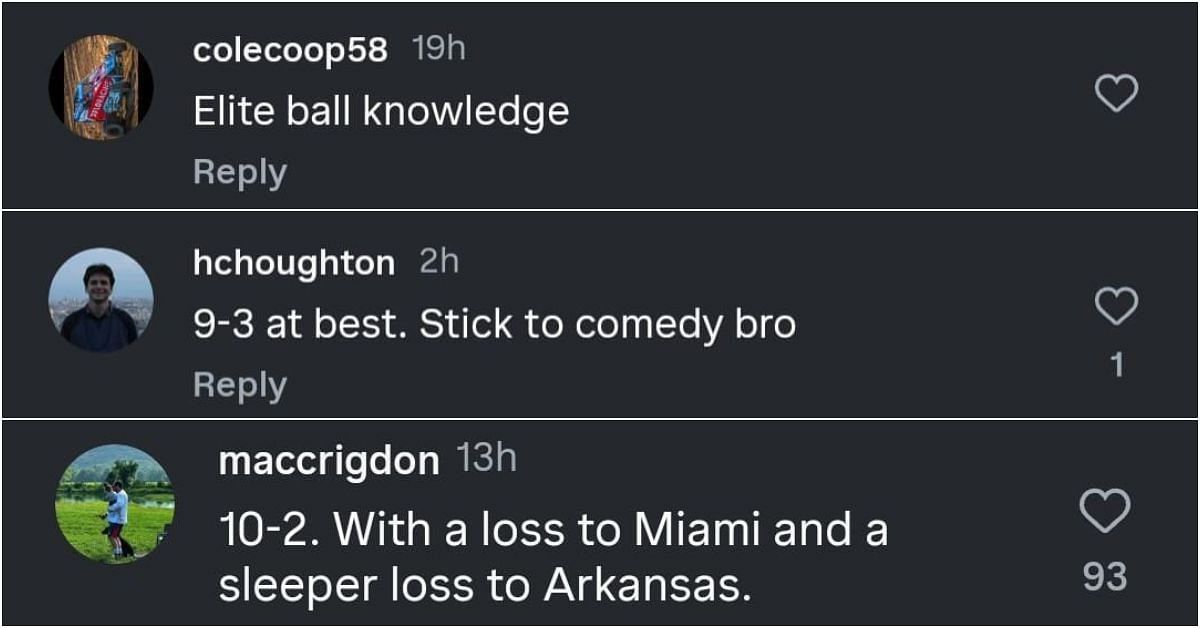 Comments on post (Source: @espncfb/Instagram)